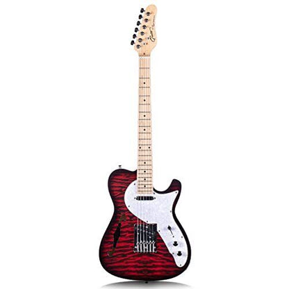 Grote Electric Guitar Semi-Hollow Body Single F-Hole Printed Tele Style Guitar