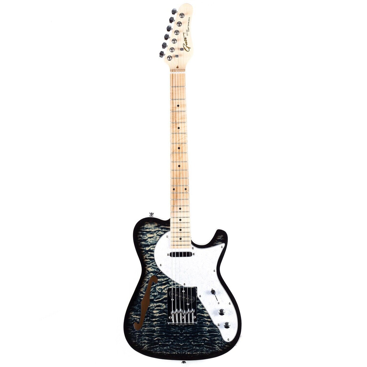 Grote Electric Guitar Semi-Hollow Body Single F-Hole Printed Tele Style Guitar