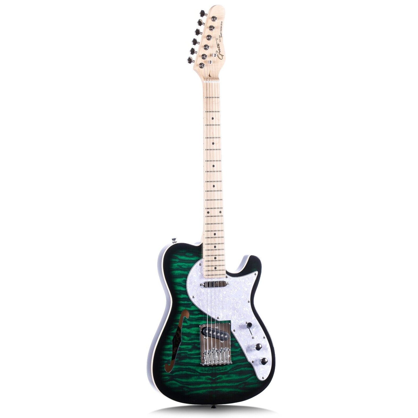 Grote Electric Guitar Semi-Hollow Body Single F-Hole Printed Tele Style Guitar