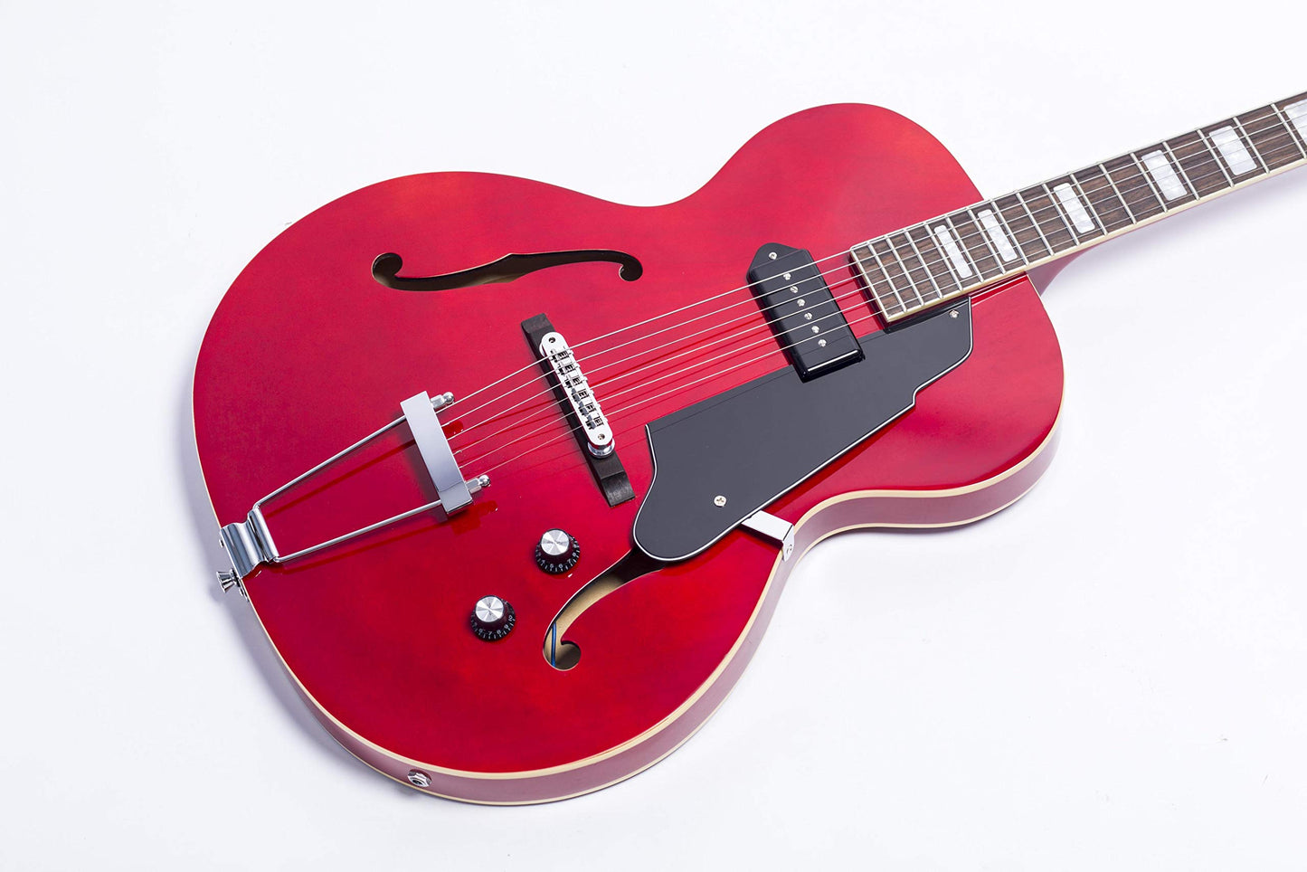 GROTE Jazz Electric Guitar Hollow Body Chrome Hardware (Red)