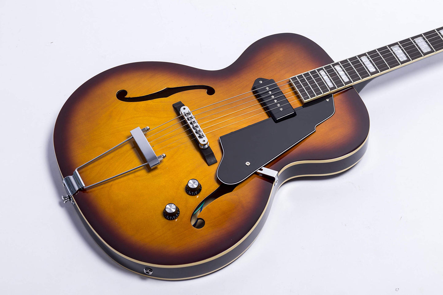 GROTE Jazz Electric Guitar Hollow Body Chrome Hardware (Vintage Sunburst)