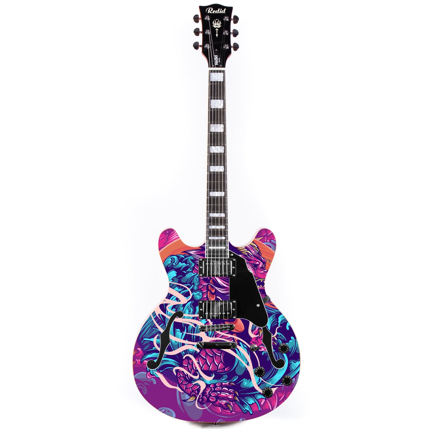 Redid Full Scale Private Custom Printed Electric Guitar Semi-Hollow Body