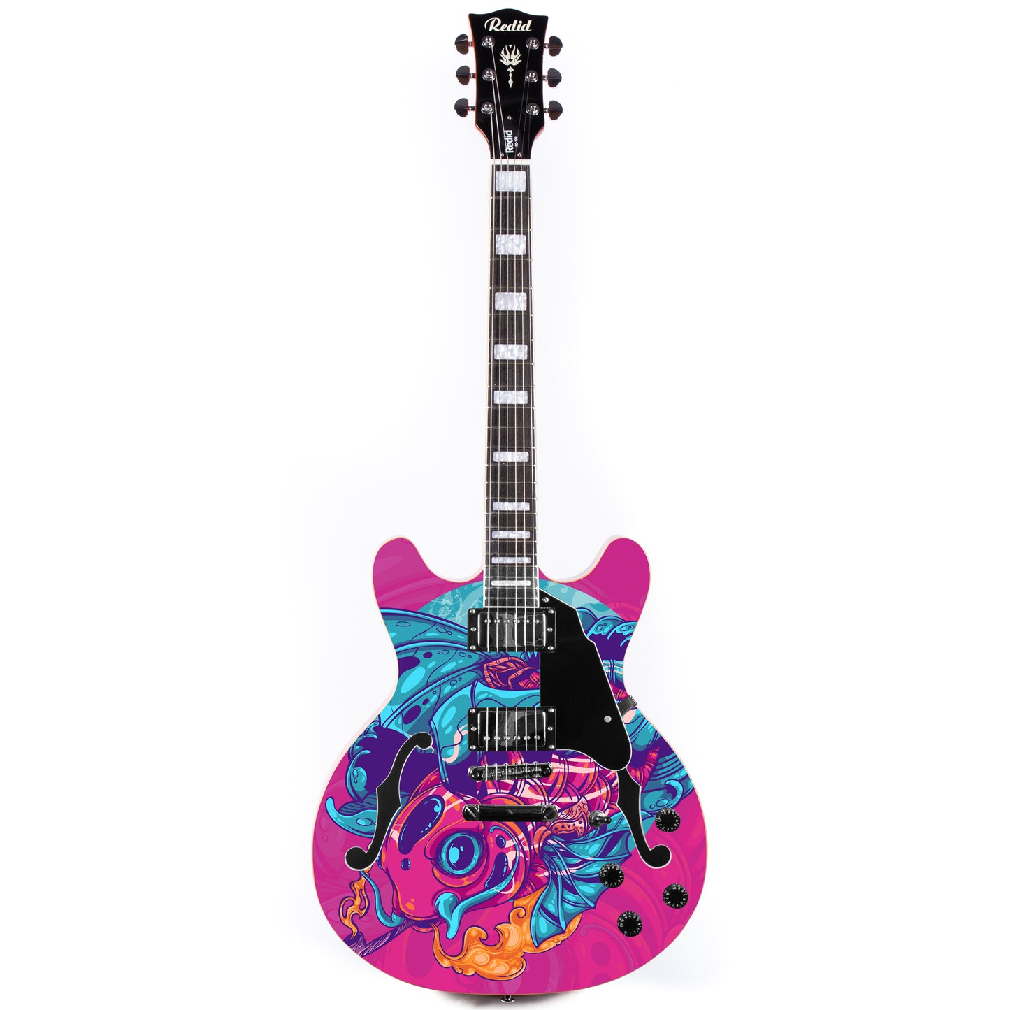 Redid Full Scale Private Custom Printed Electric Guitar Semi-Hollow Body