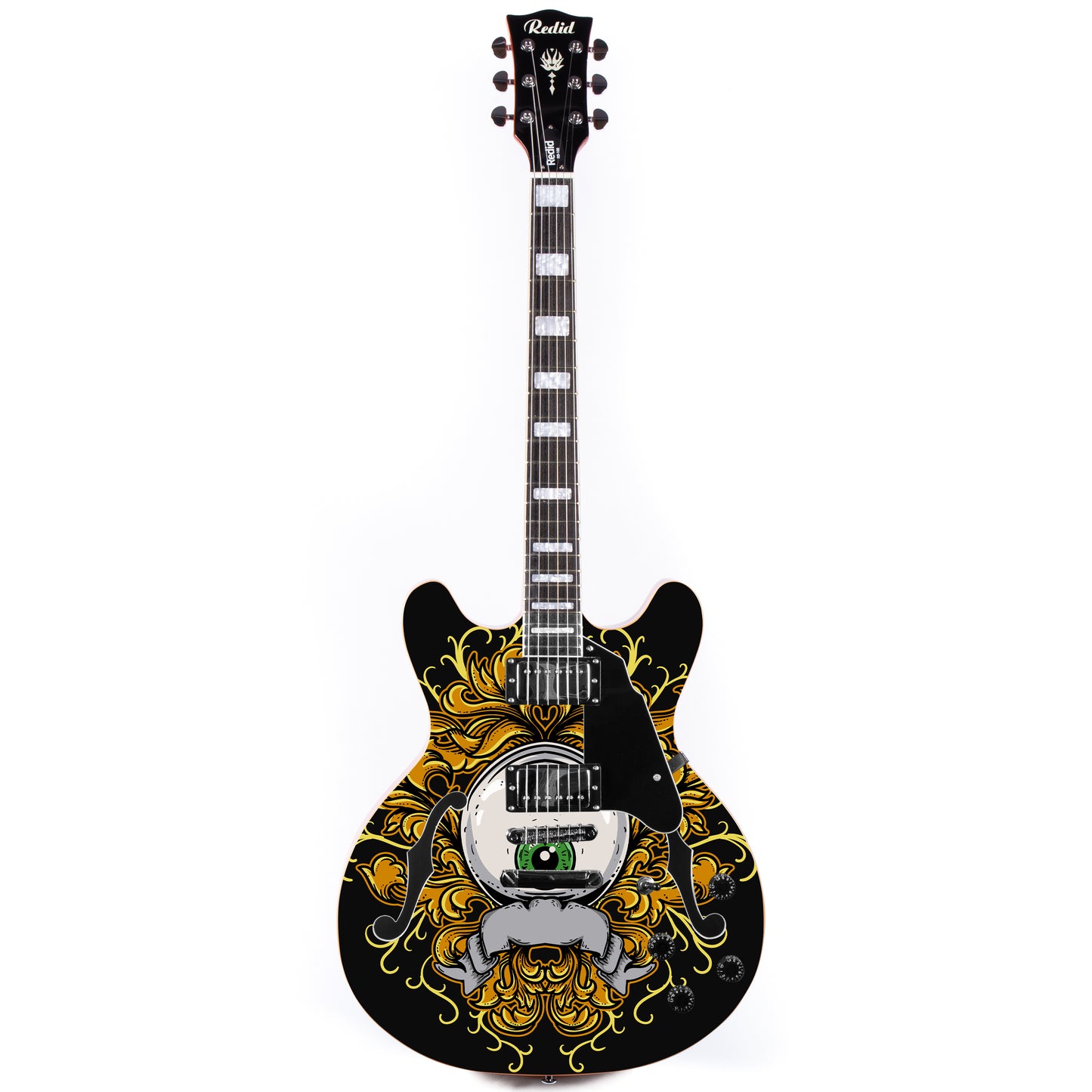 Redid Full Scale Private Custom Printed Electric Guitar Semi-Hollow Body