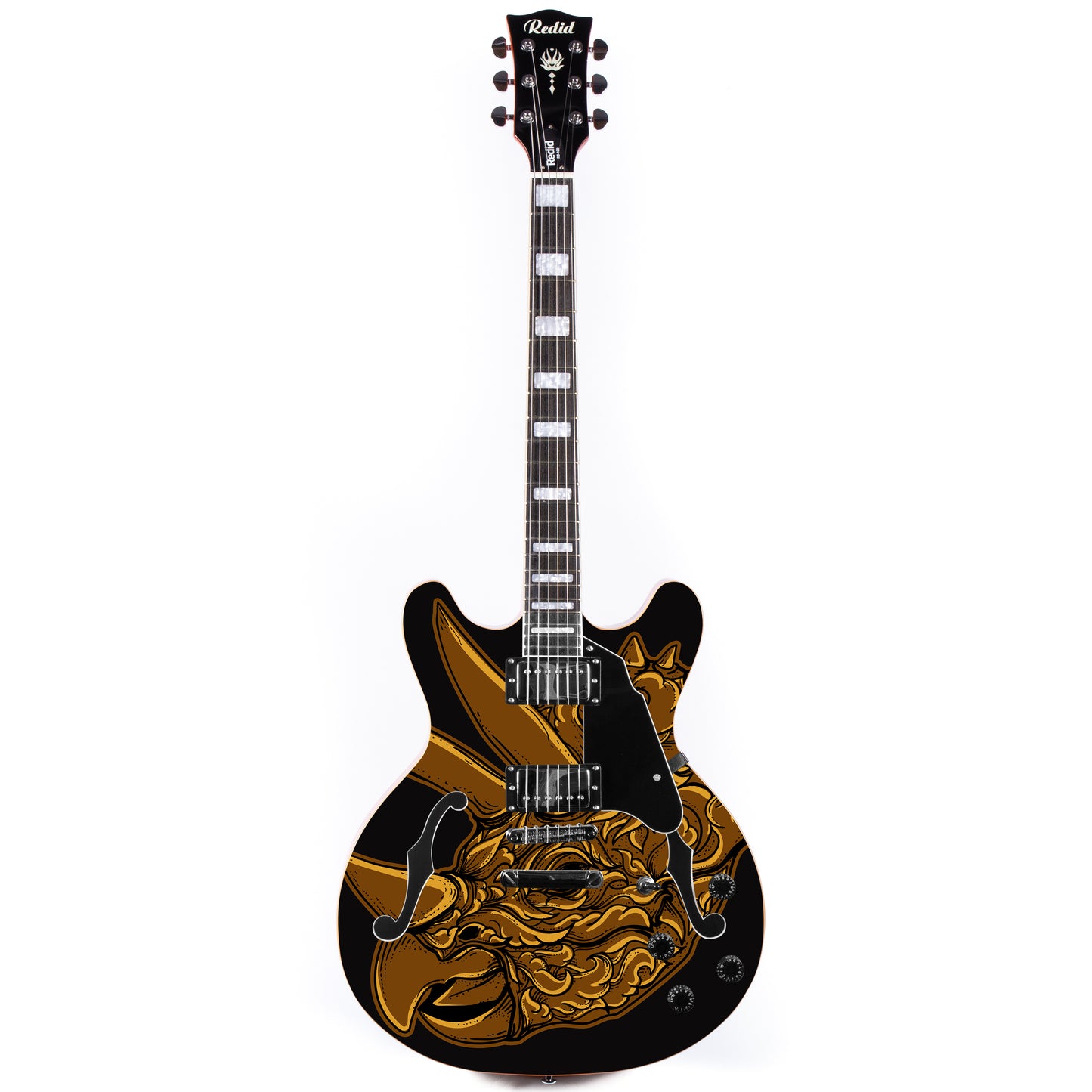 Redid Full Scale Private Custom Printed Electric Guitar Semi-Hollow Body