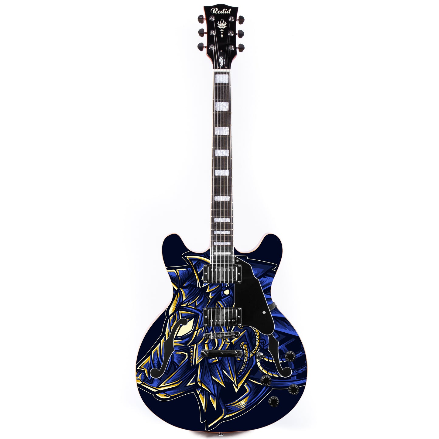 Redid Full Scale Private Custom Printed Electric Guitar Semi-Hollow Body