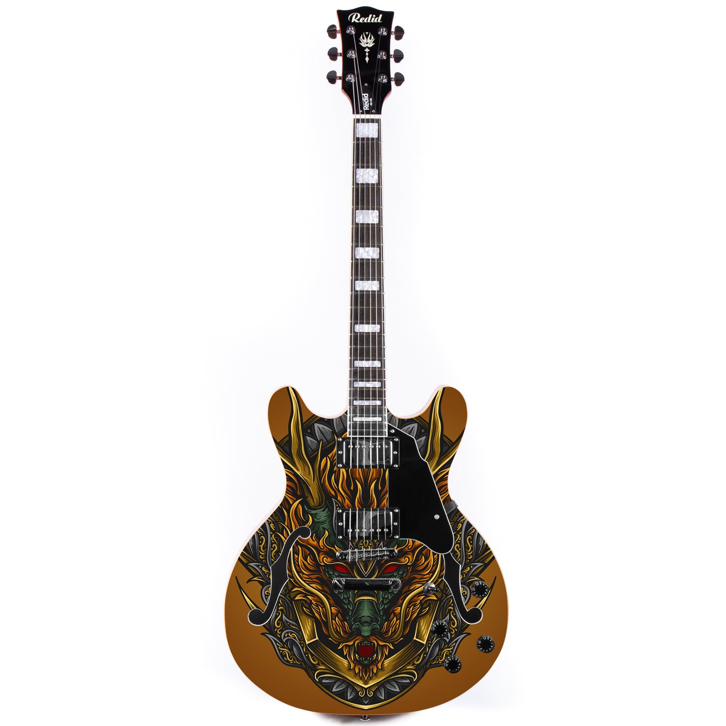 Redid Full Scale Private Custom Printed Electric Guitar Semi-Hollow Body