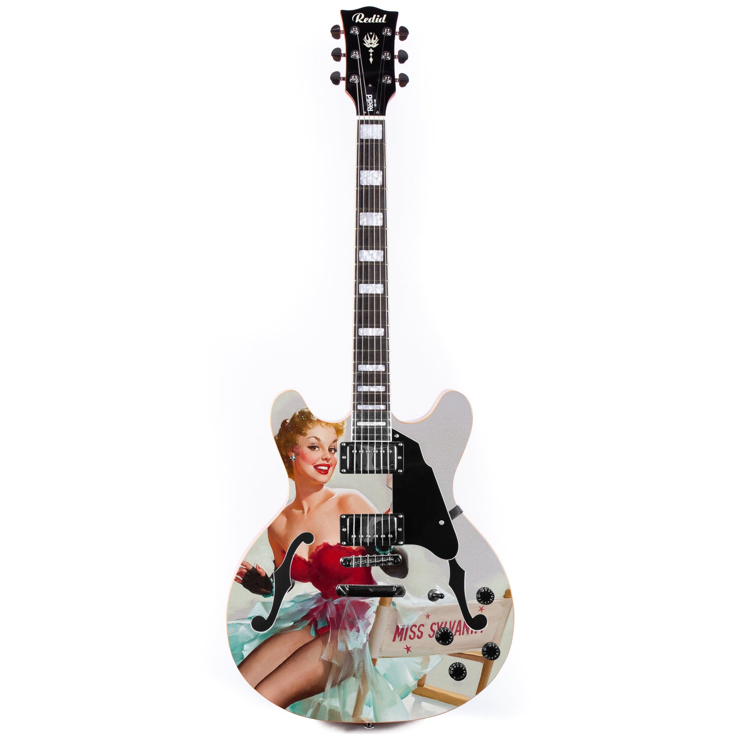 Redid Full Scale Private Custom Printed Electric Guitar Semi-Hollow Body