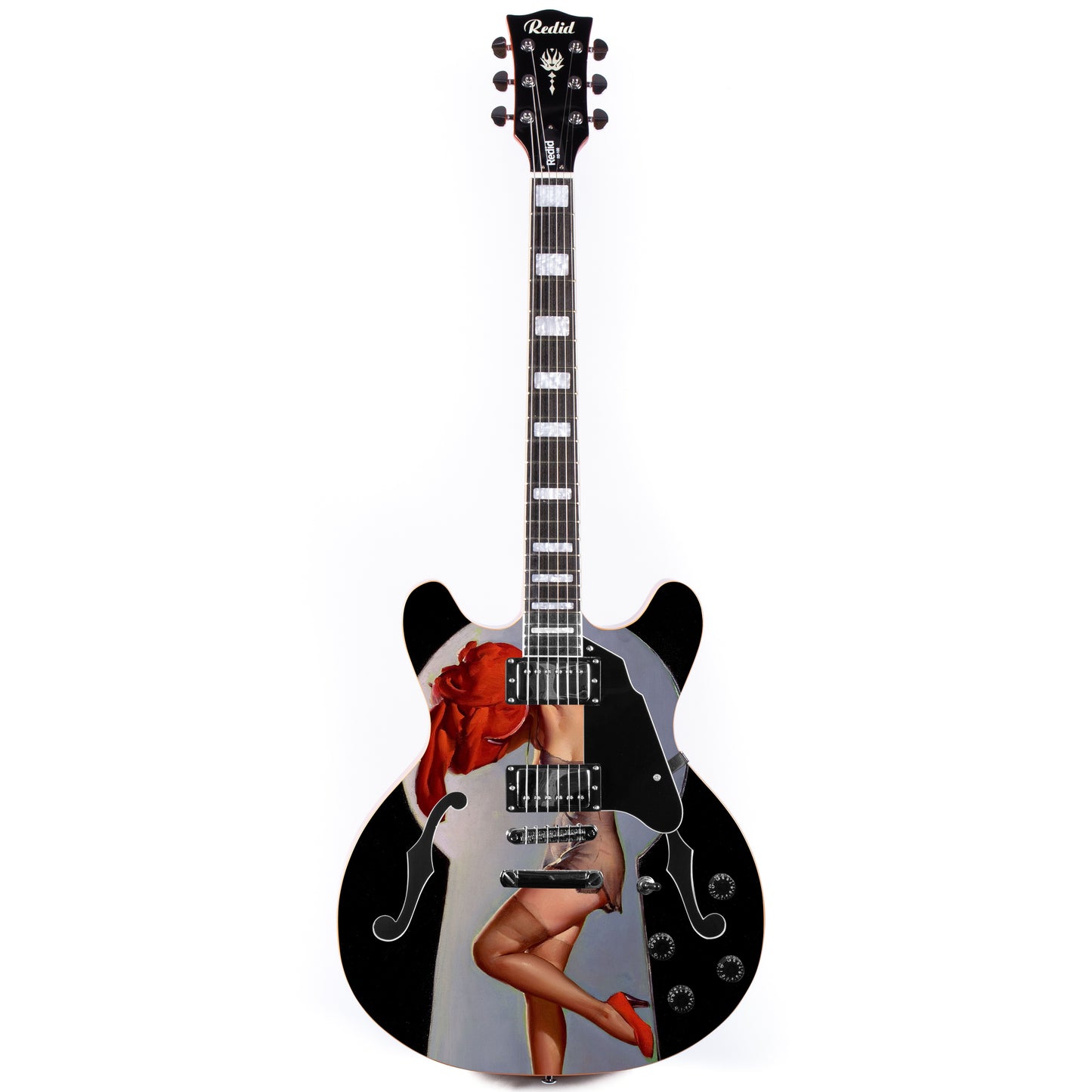 Redid Full Scale Private Custom Printed Electric Guitar Semi-Hollow Body