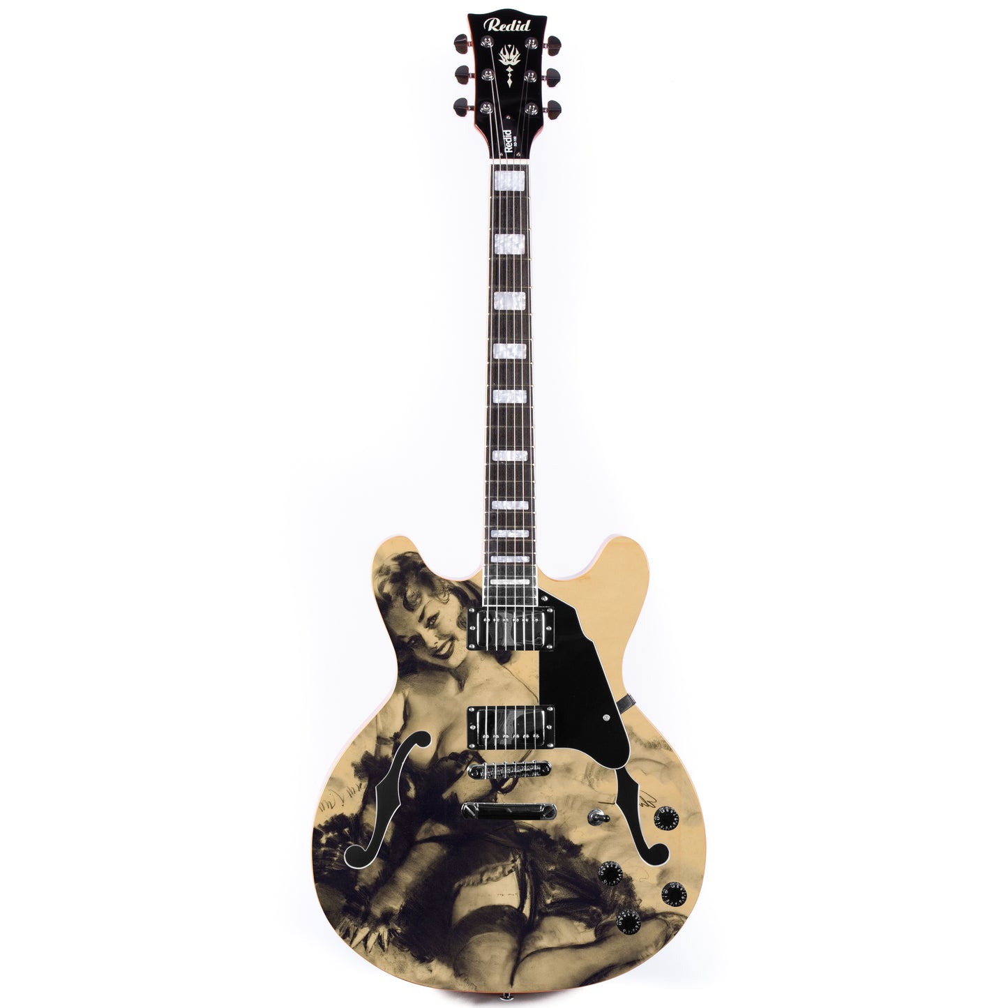 Redid Full Scale Private Custom Printed Electric Guitar Semi-Hollow Body