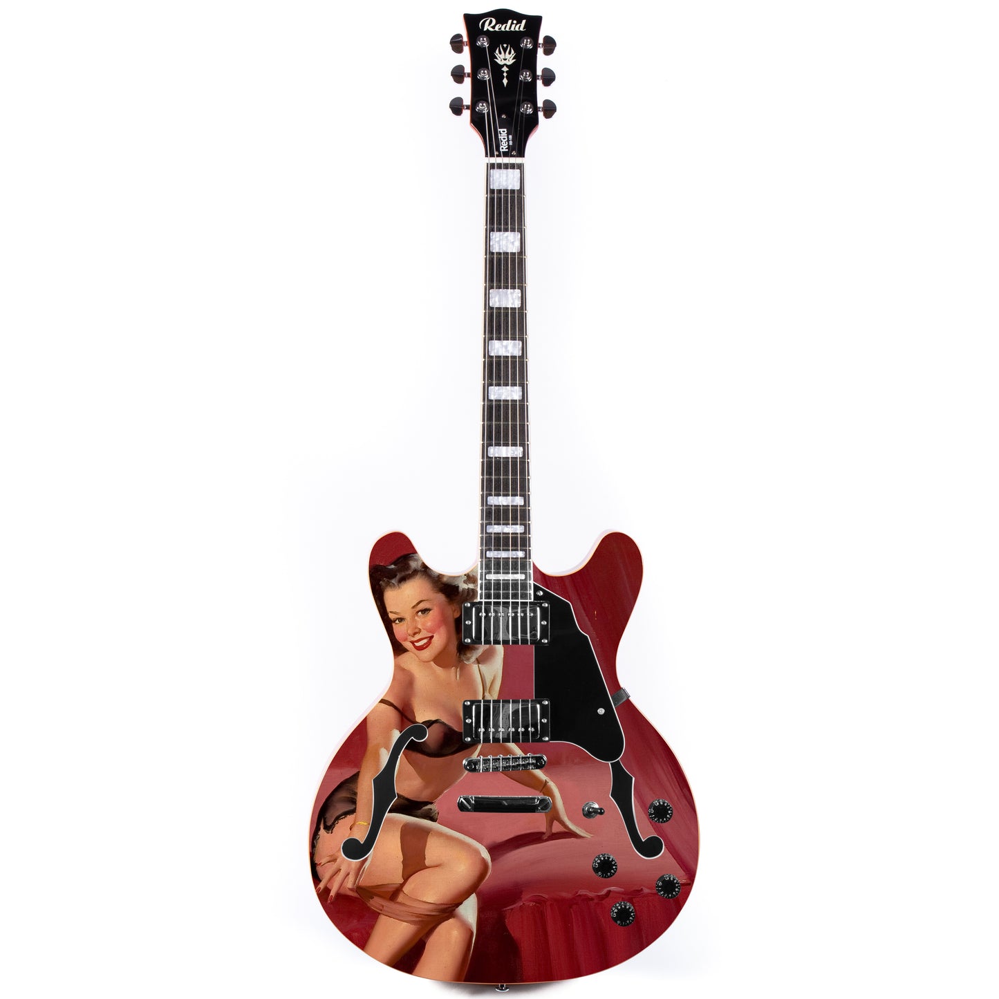 Redid Full Scale Private Custom Printed Electric Guitar Semi-Hollow Body