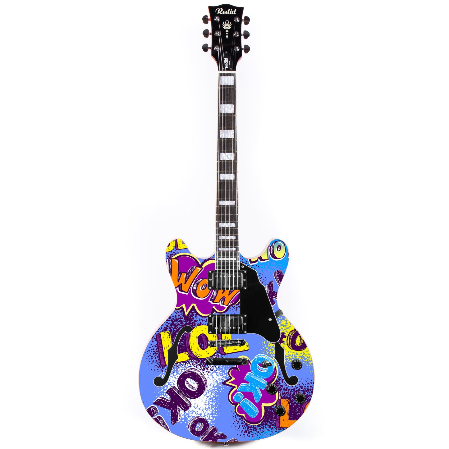 Redid Full Scale Private Custom Printed Electric Guitar Semi-Hollow Body