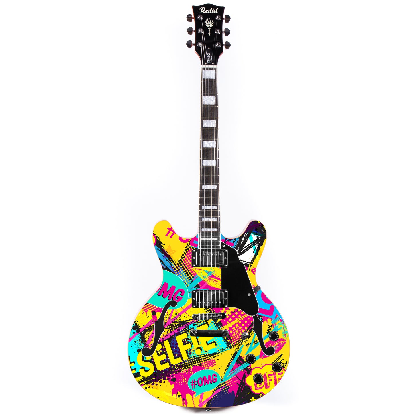 Redid Full Scale Private Custom Printed Electric Guitar Semi-Hollow Body