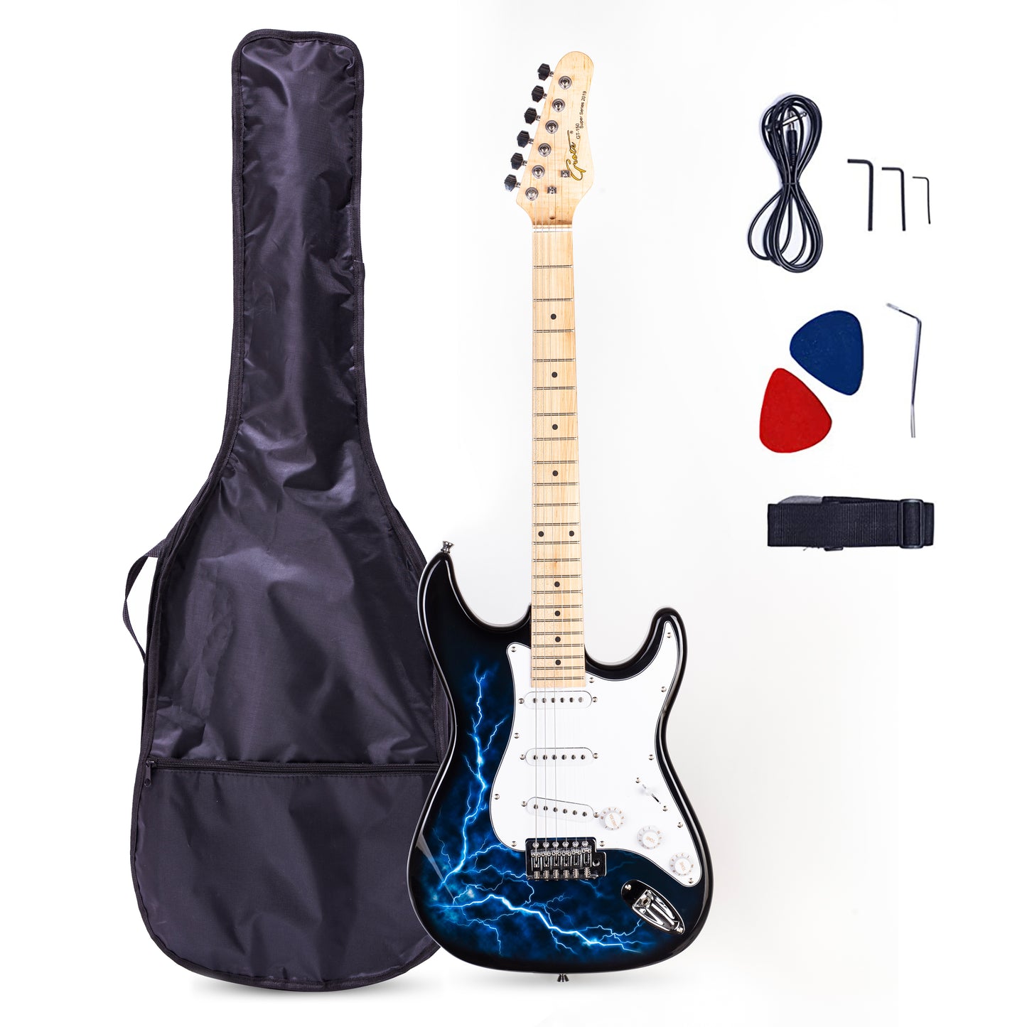 Grote Electric Guitar Solid Body Water Transfer Printing with Gig Bag