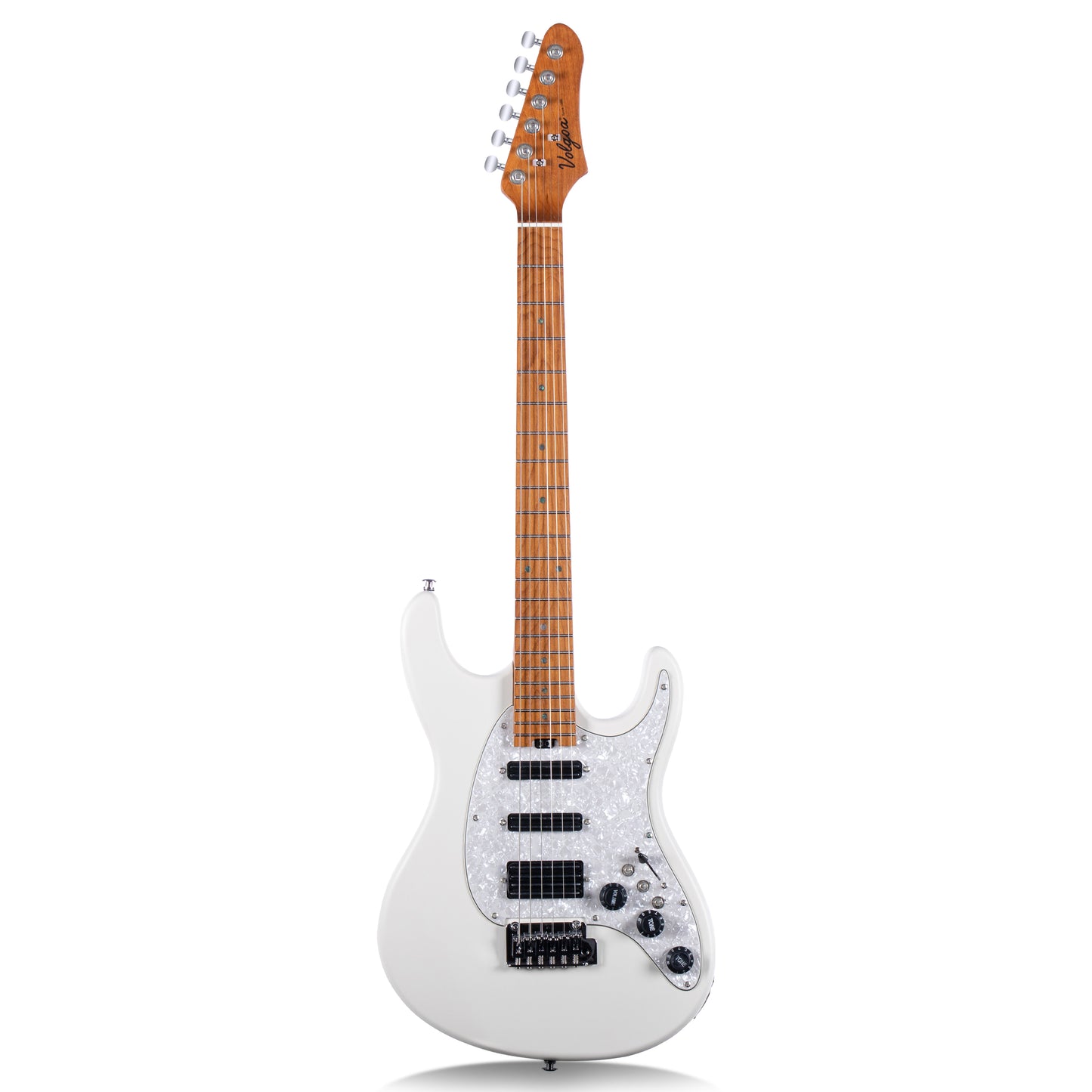 Volgoa VVS 6-String Solid Body Electric Guitar with Alder Body,Stainless Steel Frets,Featuring Tremolo System, with Plastic Pearl Pickguard and String Tree