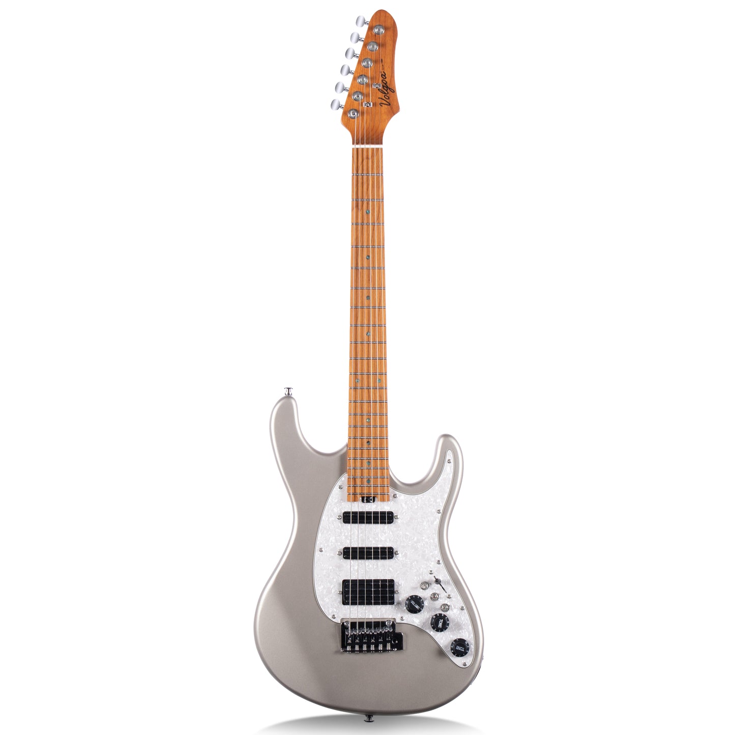 Volgoa VVS 6-String Solid Body Electric Guitar with Alder Body,Stainless Steel Frets,Featuring Tremolo System, with Plastic Pearl Pickguard and String Tree