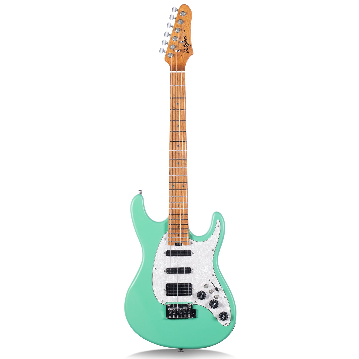 Volgoa VVS 6-String Solid Body Electric Guitar with Alder Body,Stainless Steel Frets,Featuring Tremolo System, with Plastic Pearl Pickguard and String Tree