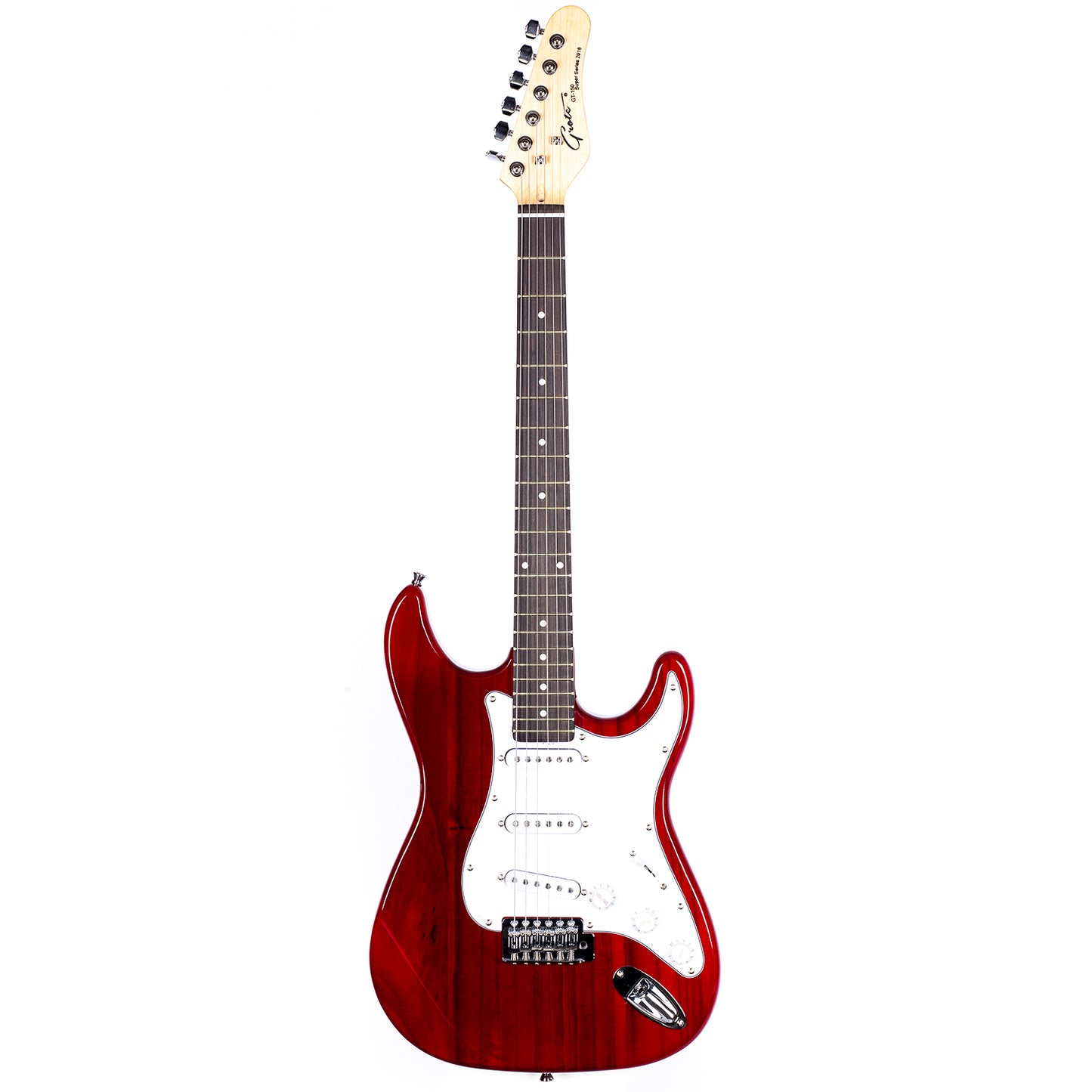 Grote Electric Guitar Full-Size Gloss Pawlonia Solid Body Canadian Maple Neck Chrome Hardware